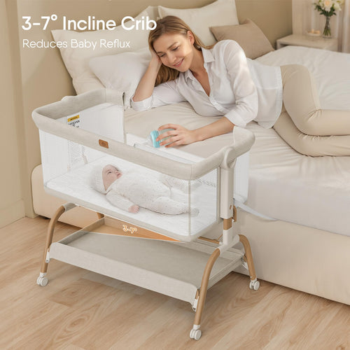 Bassinet Bedside Crib, Stable and Secure Crib for Newborns, Beige