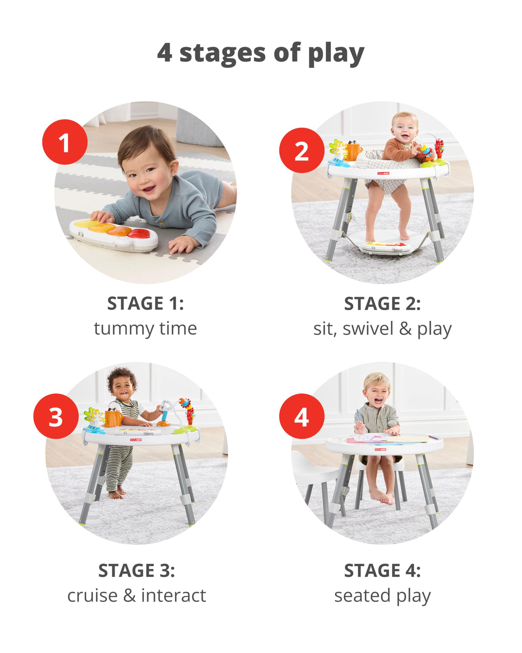 Baby Activity Center: Interactive Play Center with 3-Stage Grow-with-Me Functionality, 4mo+, Explore & More